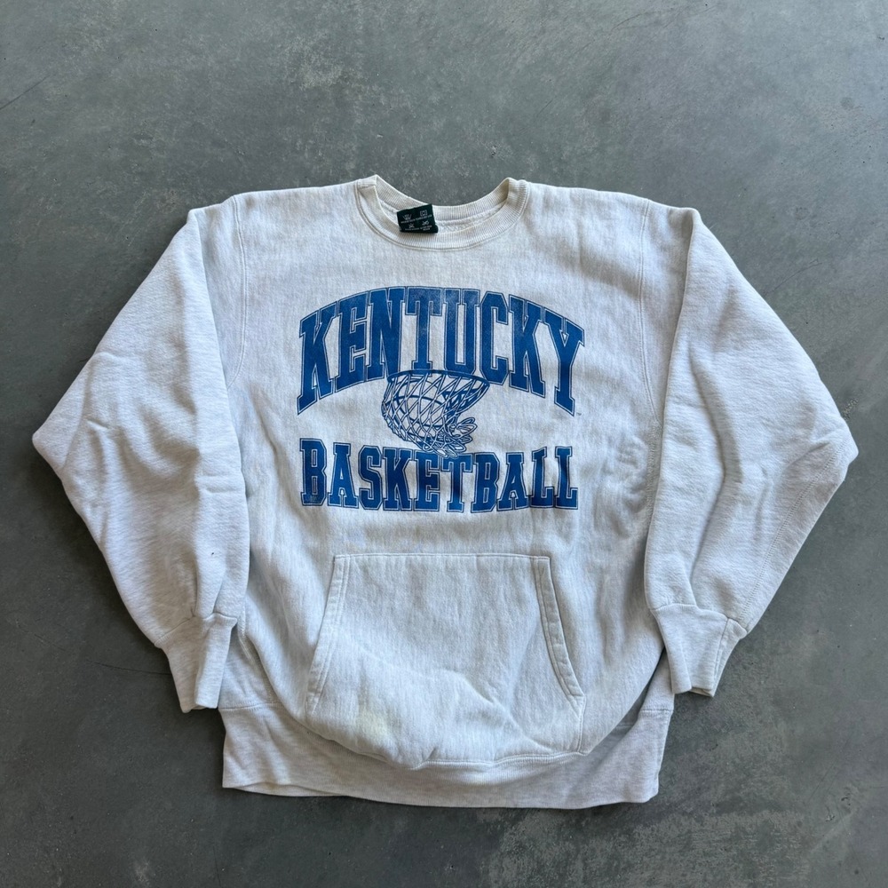 Vintage MV Sport Proweave Kentucky Basketball Sweatshirt Grey Mens Large USA